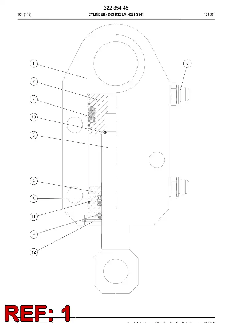 32235608 322 356 08 Cylinder - Sandvik Technical Drawing