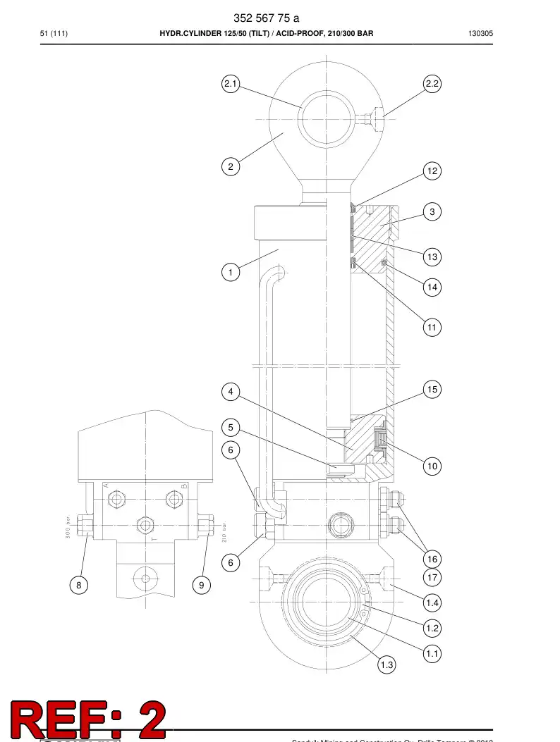 32243998 322 439 98 PISTON ROD D50 - Sandvik Technical Drawing