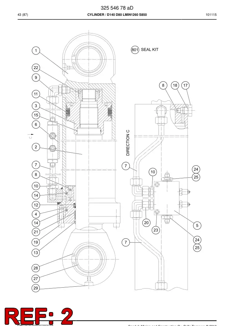 32248098a 322 480 98a PISTON Rod Assembly - Sandvik Technical Drawing