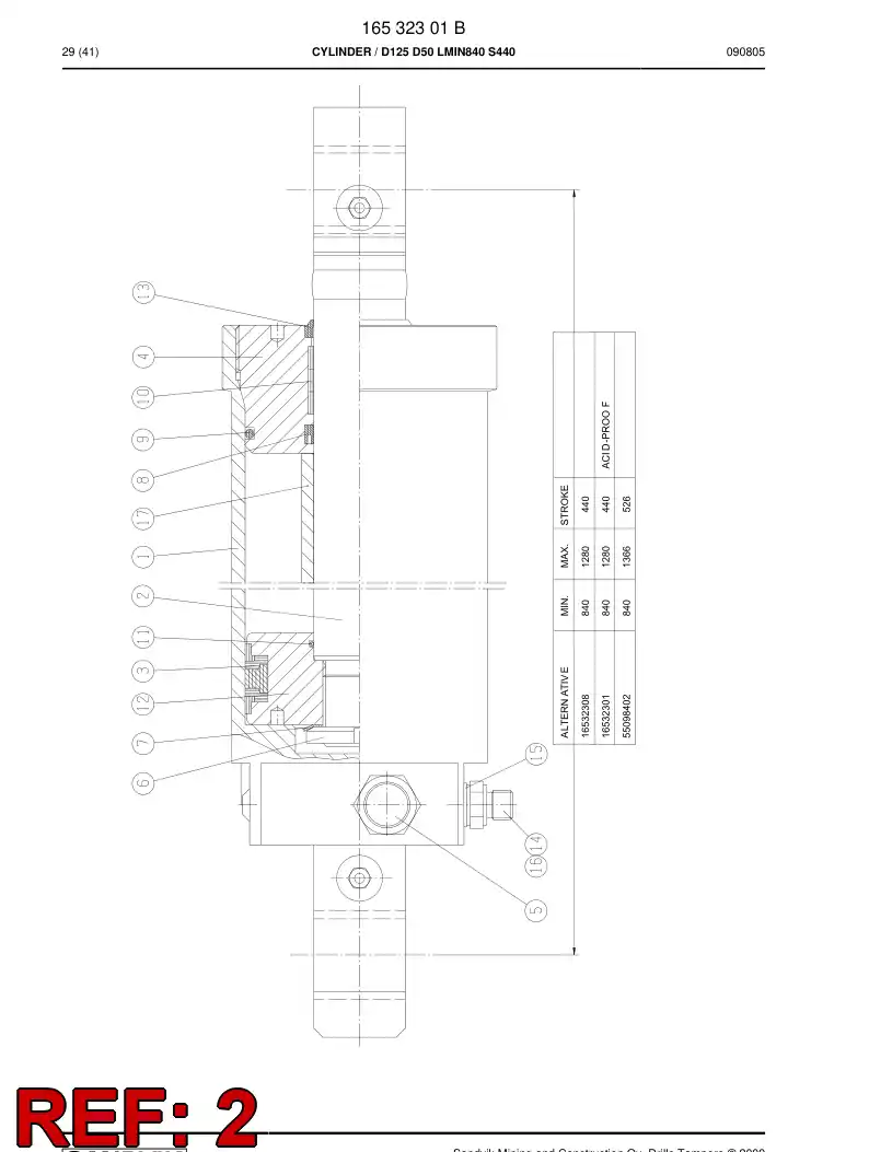 32271008 322 710 08 PISTON ROD D50 - Sandvik Technical Drawing