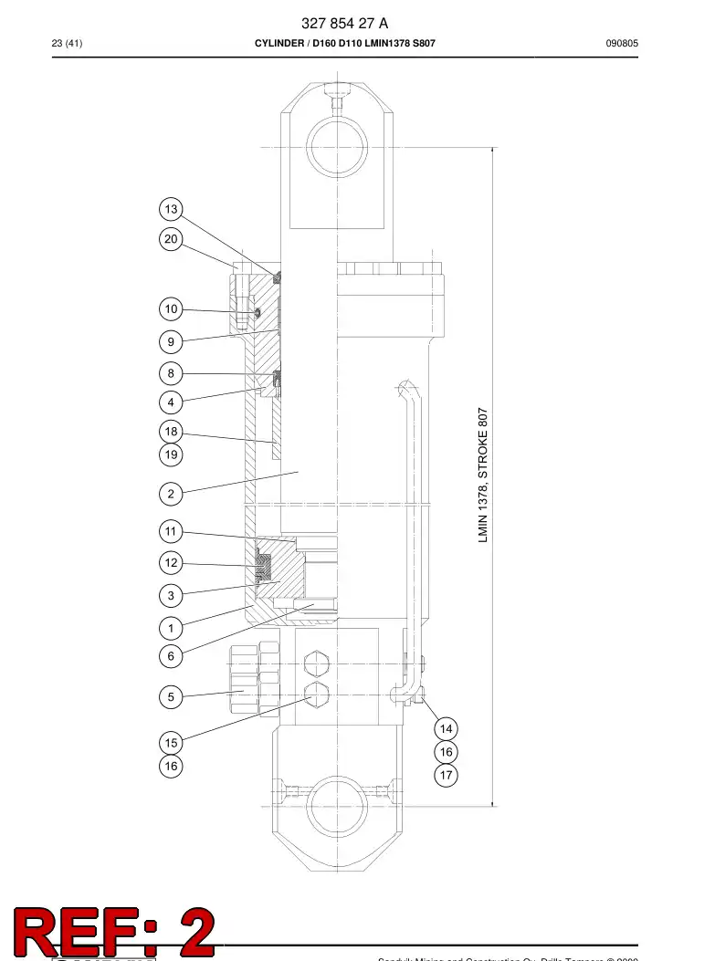 32271138 322 711 38 PISTON ROD - Sandvik Technical Drawing