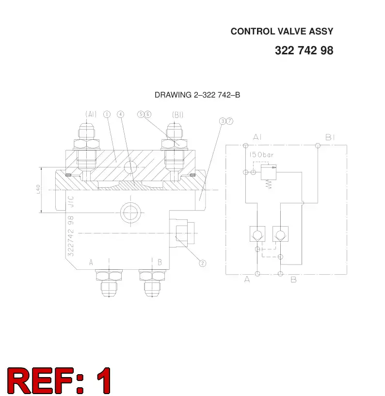 32274318 322 743 18 CONTROL VALVE - Sandvik Technical Drawing