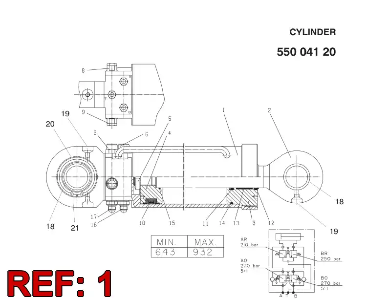 32284888 322 848 88 CYLINDER TUBE D125 - Sandvik Technical Drawing