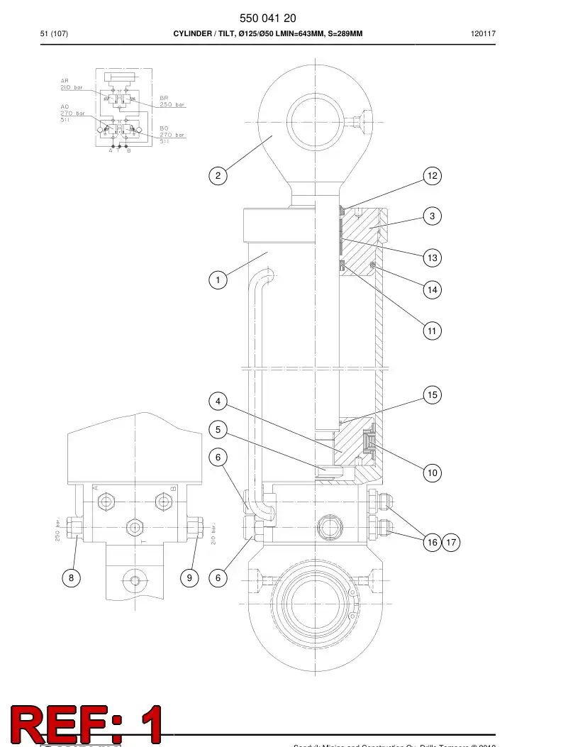 32284888b 322 848 88b Cylinder Tube Assembly - Sandvik Technical Drawing