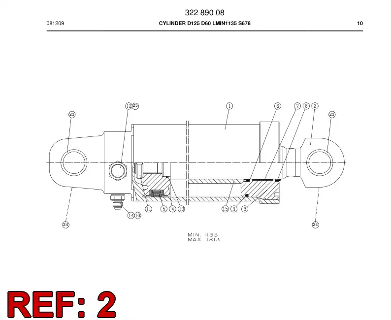 32289138 322 891 38 PISTON ROD D60 - Sandvik Technical Drawing