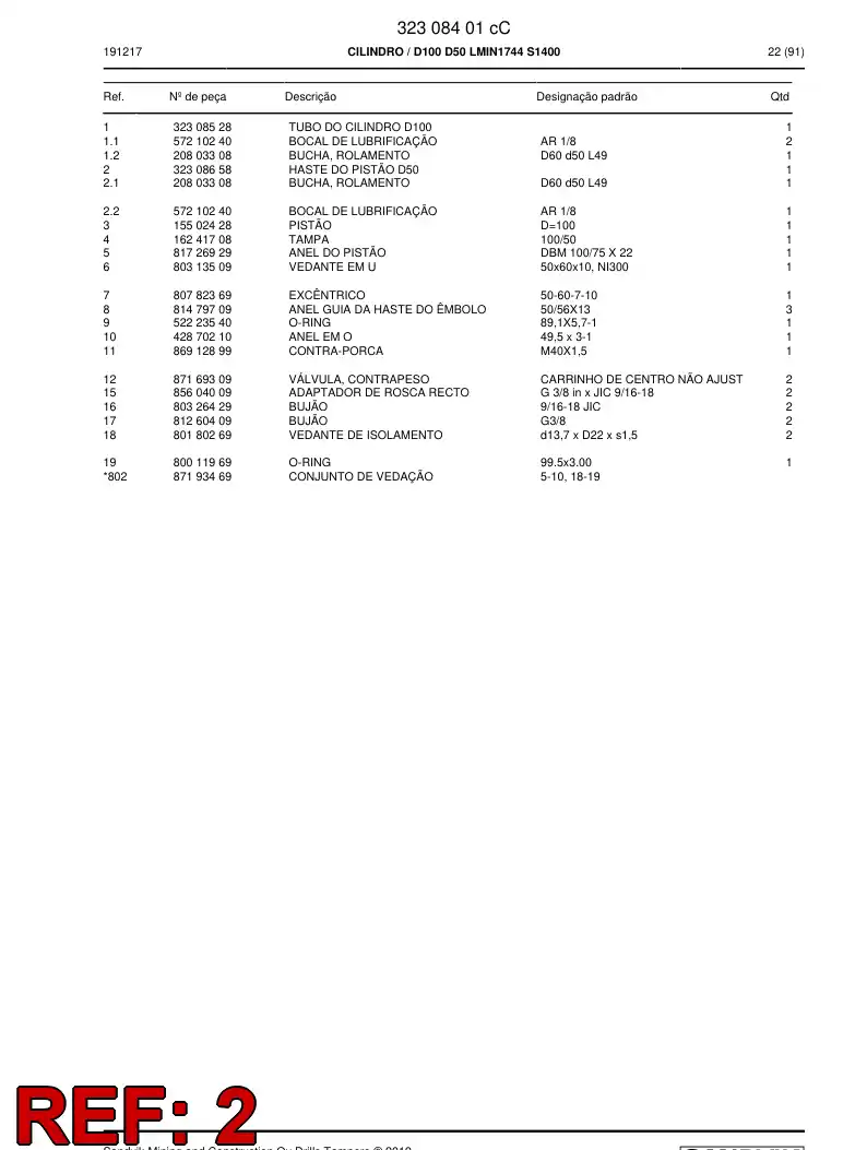 32308658 323 086 58 ROD DO PISTON D50 - Sandvik Technical Drawing