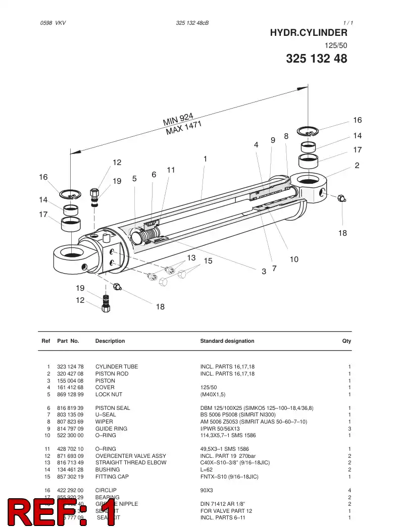 32312478 323 124 78 Tube, Cylinder - Sandvik Technical Drawing