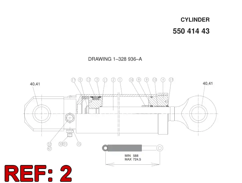 32315938 323 159 38 PISTON ROD 50 - Sandvik Technical Drawing