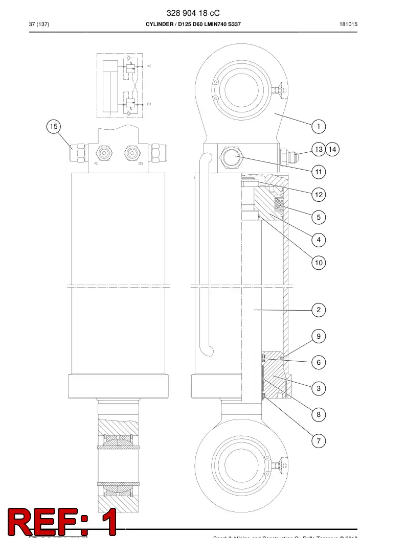 32318838 323 188 38 CYLINDER TUBE - Sandvik Technical Drawing
