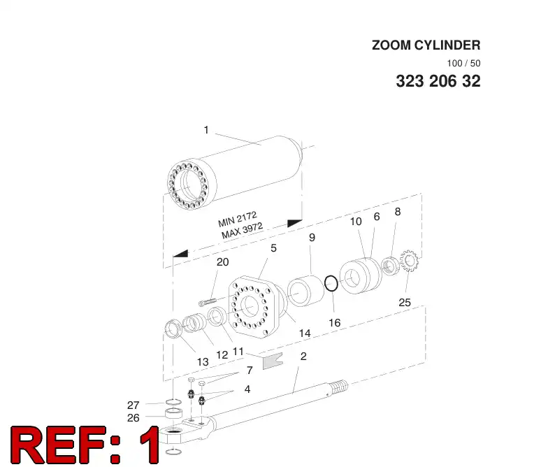32320508 323 205 08 CYLINDER TUBE D100 - Sandvik Technical Drawing