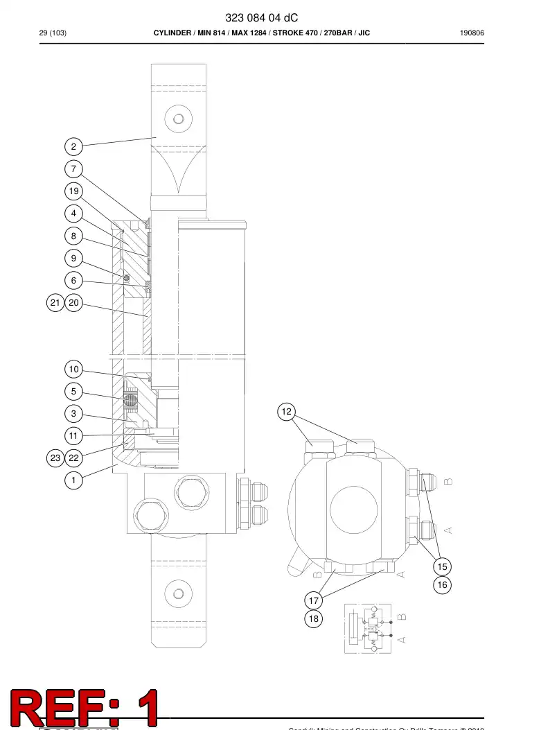 32343058 323 430 58 CYLINDER TUBE D100 - Sandvik Technical Drawing