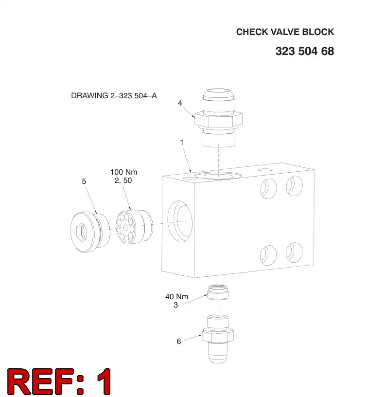 32350338 323 503 38 CHECK VALVE BLOCK - Sandvik Technical Drawing
