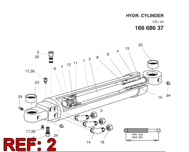 32361788 323 617 88 PISTON ROD - Sandvik Technical Drawing