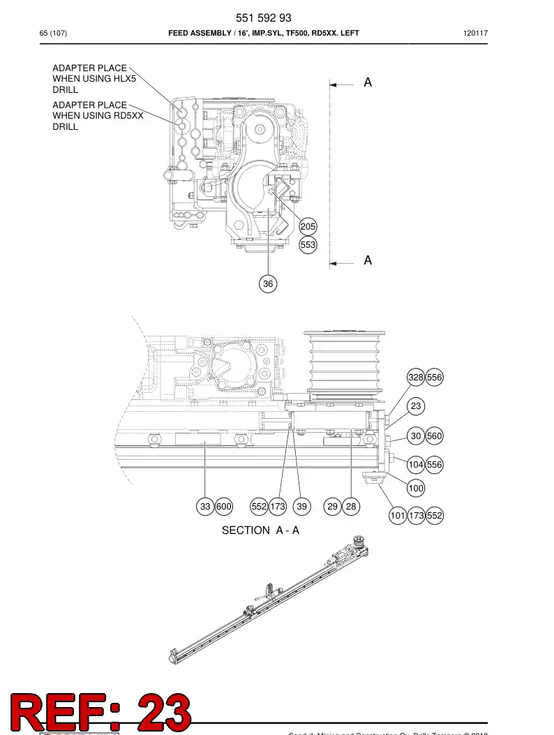 32511638a 325 116 38a Frame, Rear - Sandvik Technical Drawing