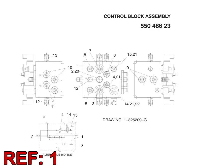 32520808 325 208 08 Control block assembly - Sandvik Technical Drawing