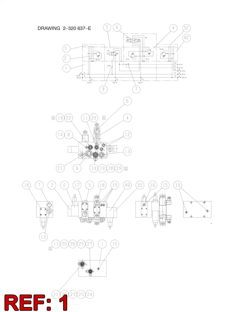 32539818 325 398 18 BLOCO DE CONTROLE DE PRESSO - Sandvik Technical Drawing