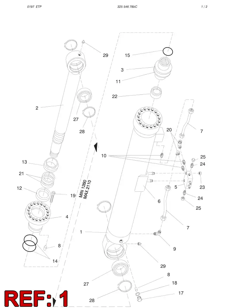 32554708 325 547 08 CYLINDER TUBE ASSY - Sandvik Technical Drawing