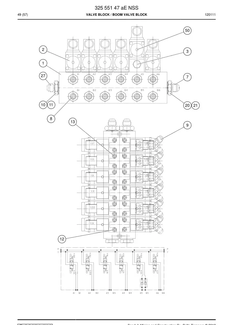 32555147a 325 551 47a VALVE BLOCK - Sandvik Technical Drawing
