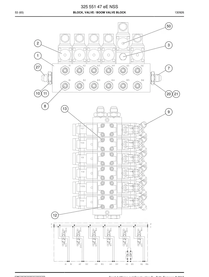 32555147e 325 551 47e Block, Valve - Sandvik Technical Drawing