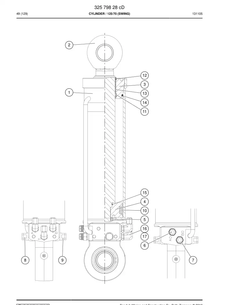 32579828aB 325 798 28aB HYDR. CYLINDER - Sandvik Technical Drawing