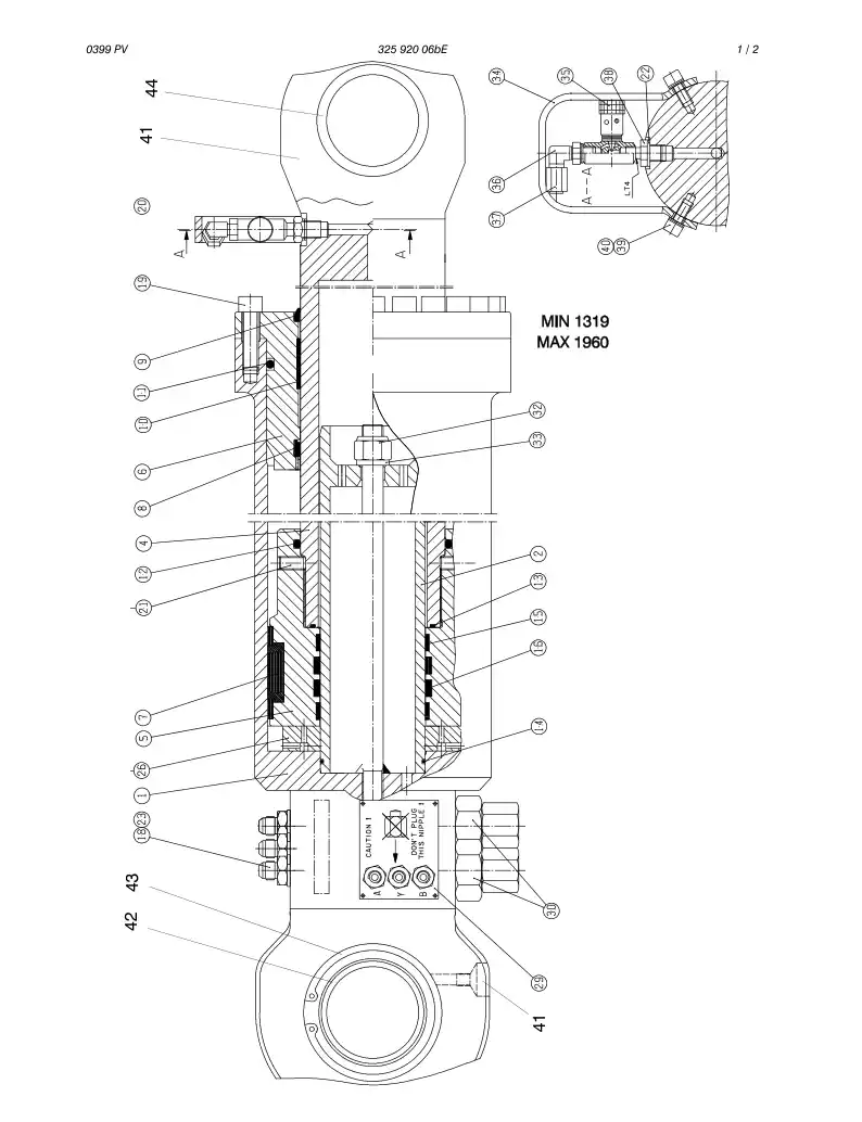 32592006bE 325 920 06bE HYDR. CYLINDER - Sandvik Technical Drawing