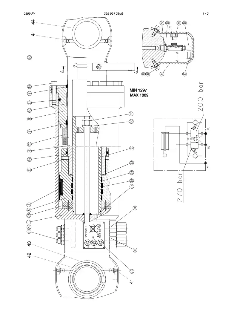 32592128cG 325 921 28cG HYDR. CYLINDER - Sandvik Technical Drawing