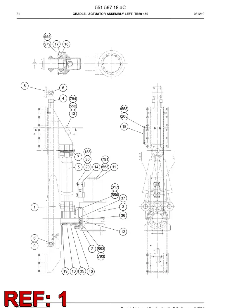 32596038a 325 960 38a CRADLE ASSY - Sandvik Technical Drawing