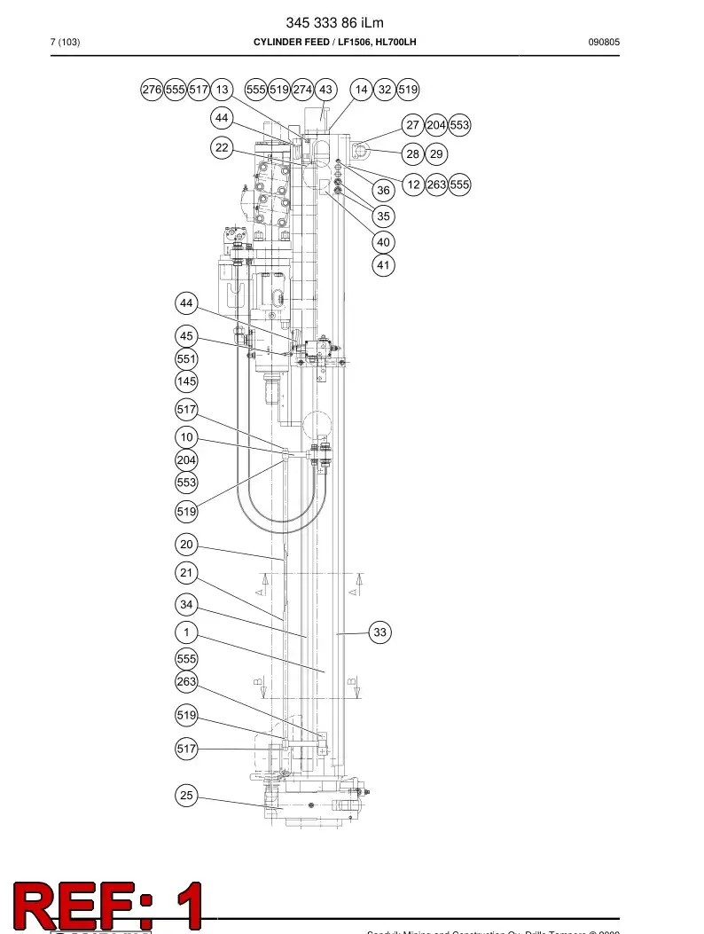 32645123 326 451 23 FEED BEAM - Sandvik Technical Drawing