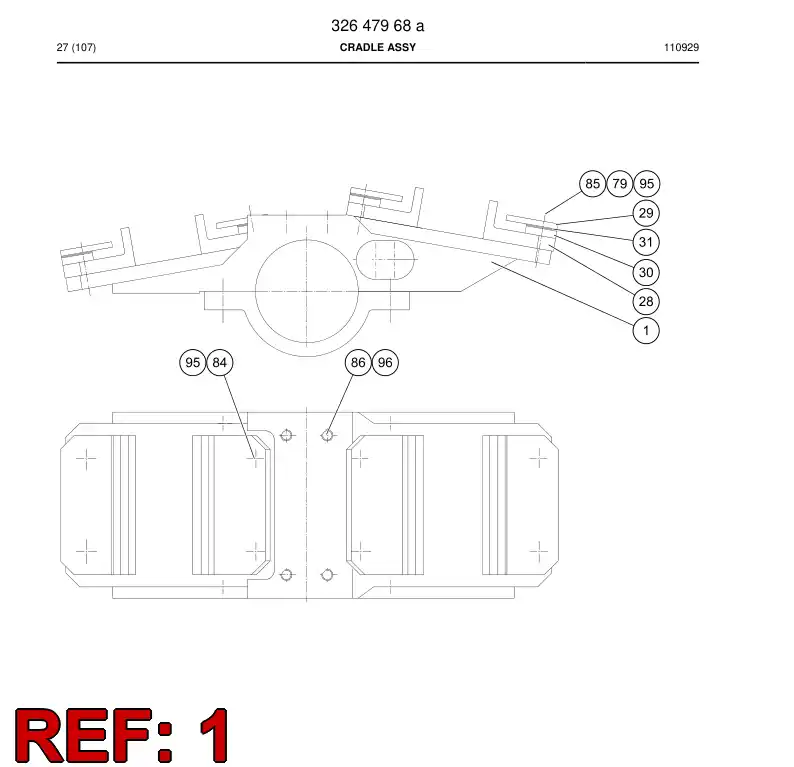 32647708 326 477 08 CRADLE - Sandvik Technical Drawing