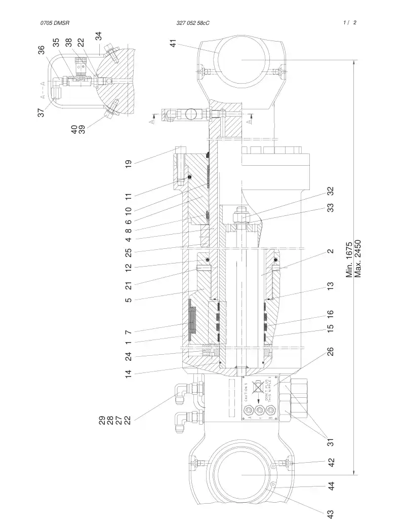 32705258cC 327 052 58cC HYDR. CYLINDER - Sandvik Technical Drawing
