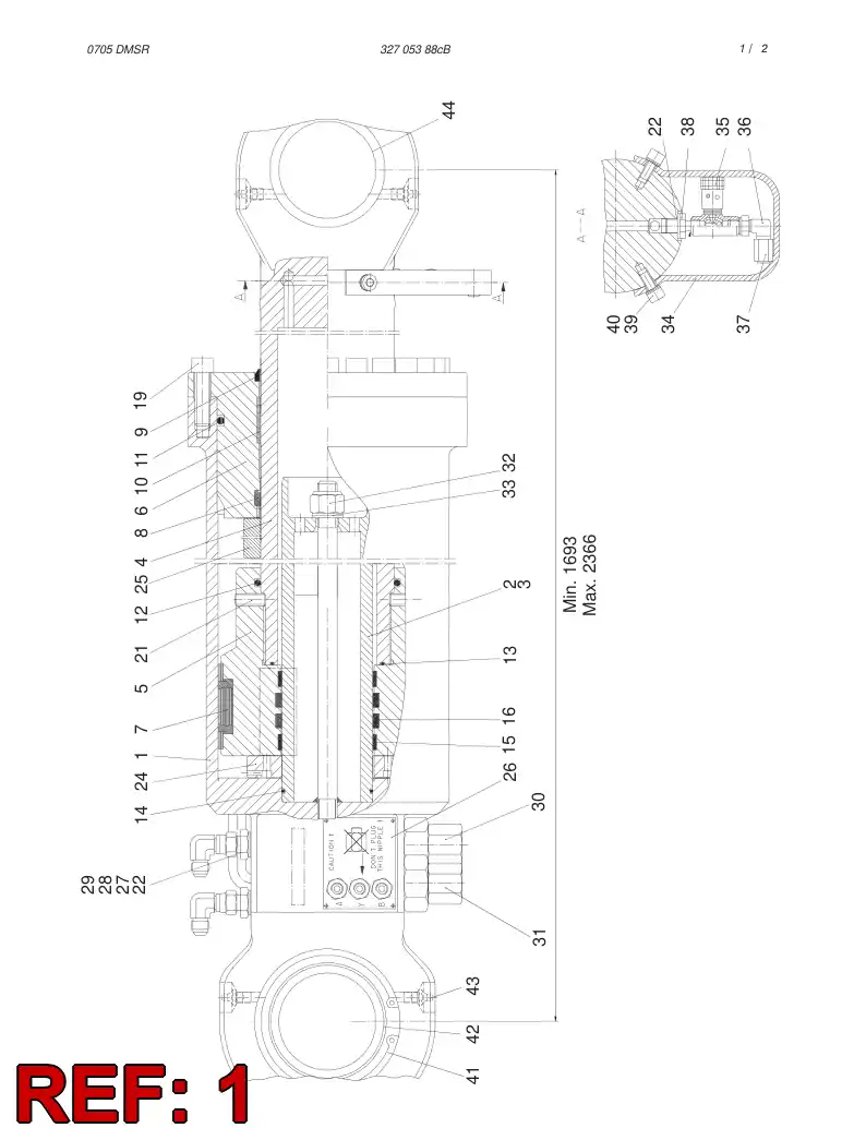 32705408 327 054 08 CYLINDER TUBE D180 - Sandvik Technical Drawing