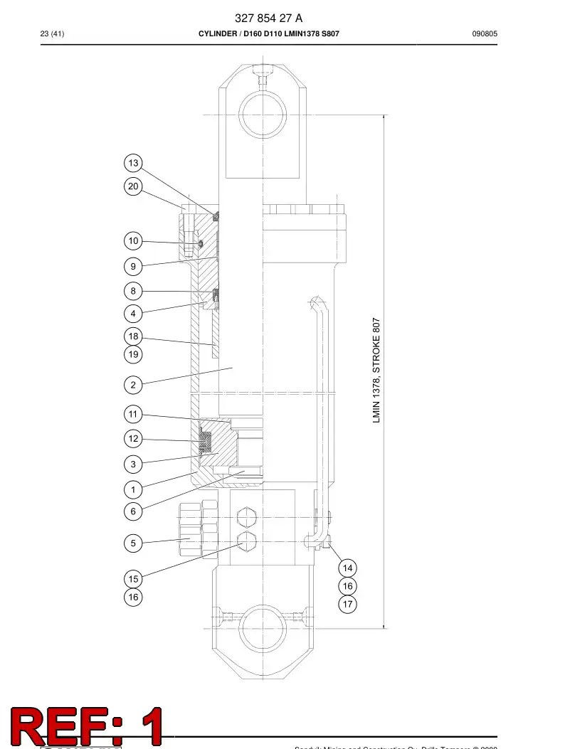 32785558 327 855 58 CYLINDER TUBE - Sandvik Technical Drawing