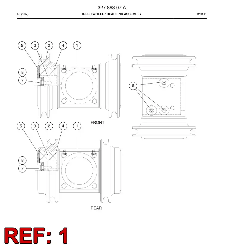 32786438 327 864 38 Idler wheel - Sandvik Technical Drawing
