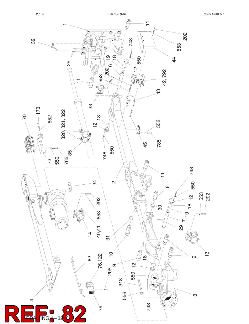 32792838 327 928 38 PROTECTION ROD,RIGHT - Sandvik Technical Drawing