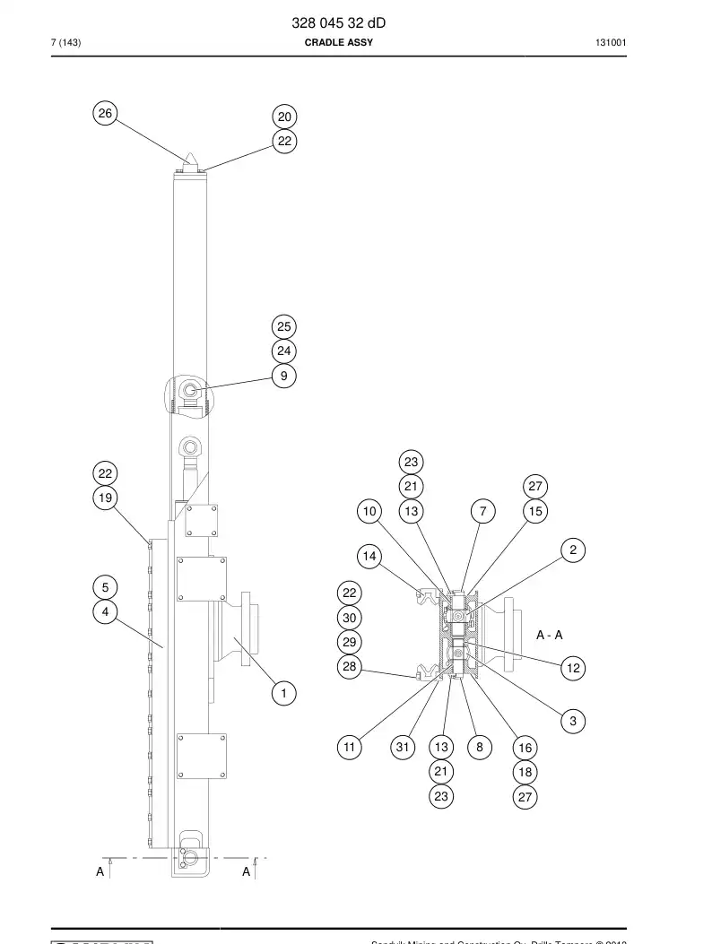 32804532e 328 045 32e Cradle Assembly - Sandvik Technical Drawing