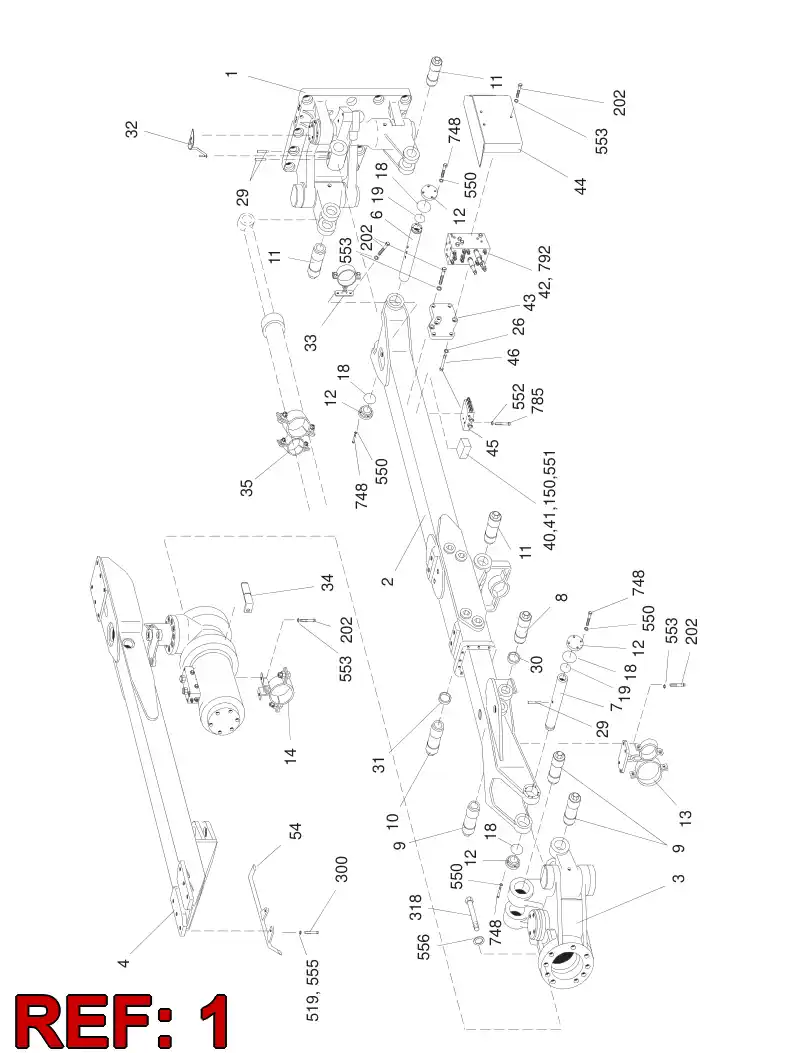 32879602 328 796 02 REAR PART ASSY LEFT - Sandvik Technical Drawing