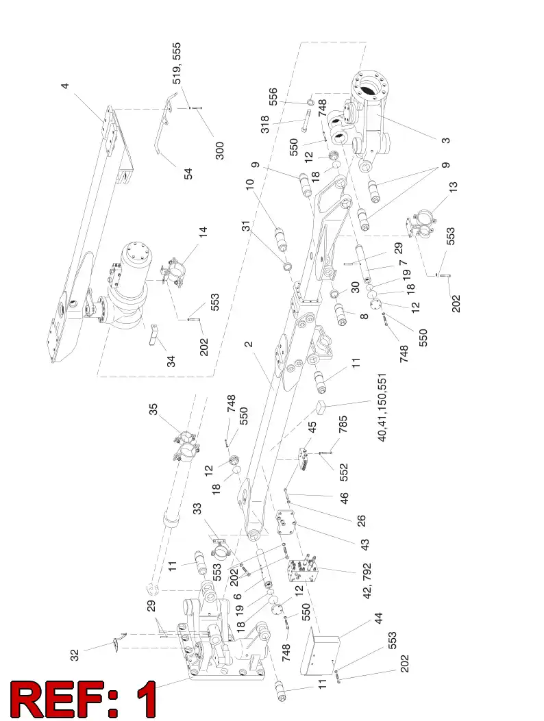 32879722 328 797 22 BOOM'S REAR PART ASSY,RIGHT - Sandvik Technical Drawing