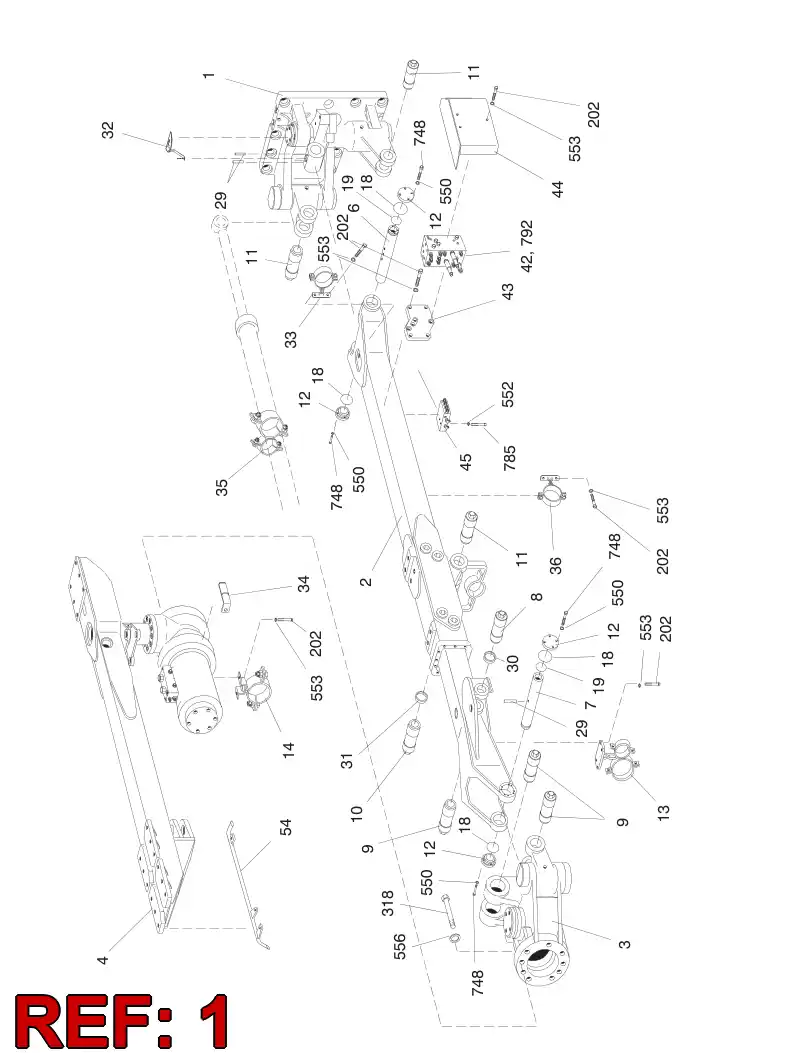 32880102 328 801 02 REAR PART ASSY LEFT - Sandvik Technical Drawing