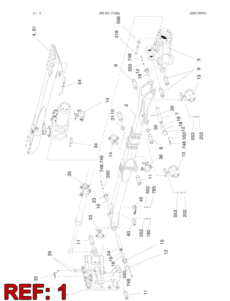 32880232 328 802 32 REAR PART ASSY RIGHT - Sandvik Technical Drawing