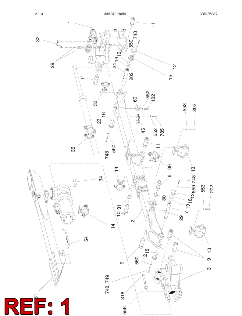 32880362 328 803 62 REAR PART ASSY RIGHT - Sandvik Technical Drawing