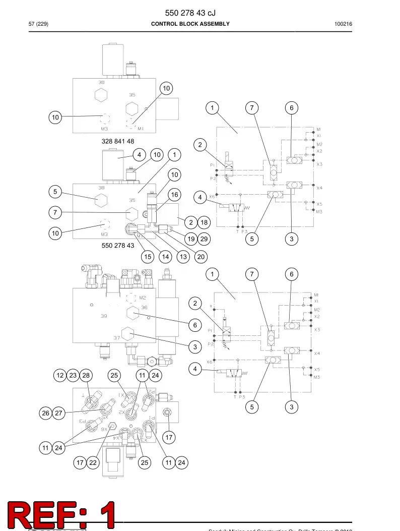 32885718a 328 857 18a Control block assembly - Sandvik Technical Drawing
