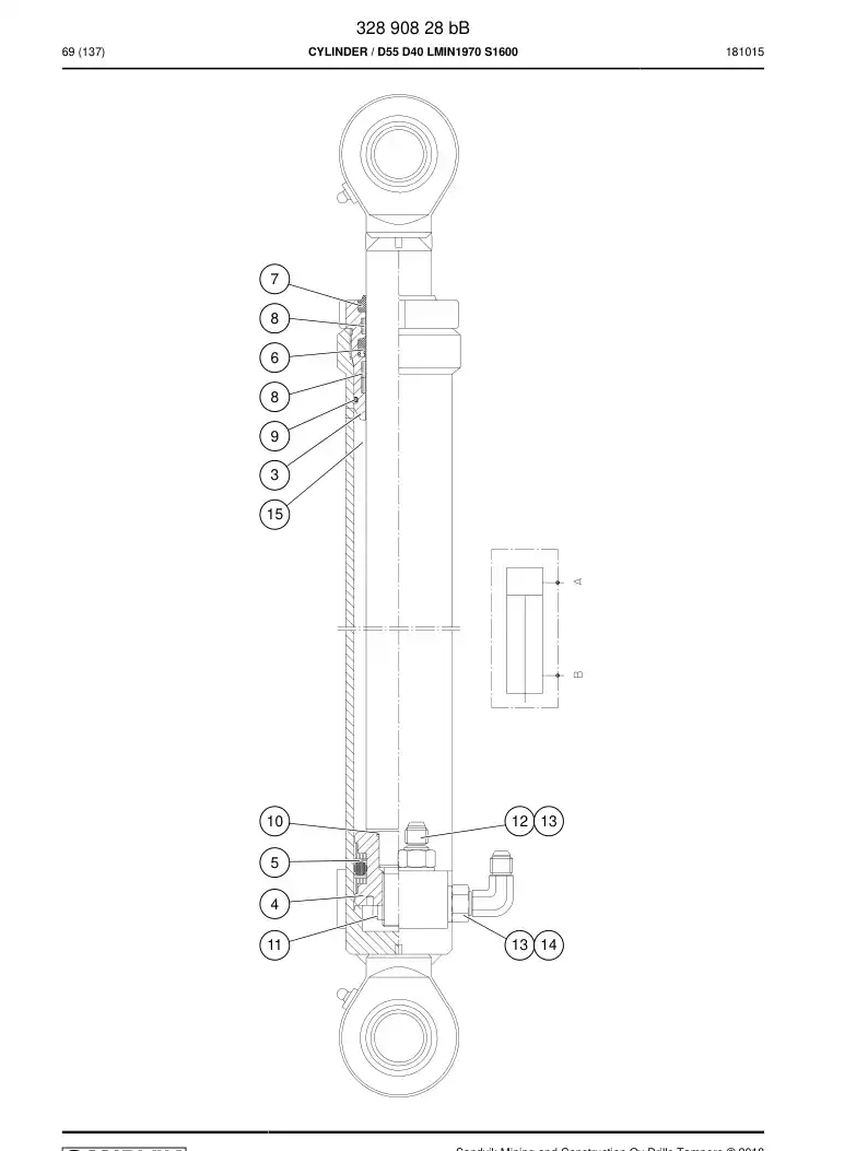 32890828 328 908 28 CYLINDER - Sandvik Technical Drawing