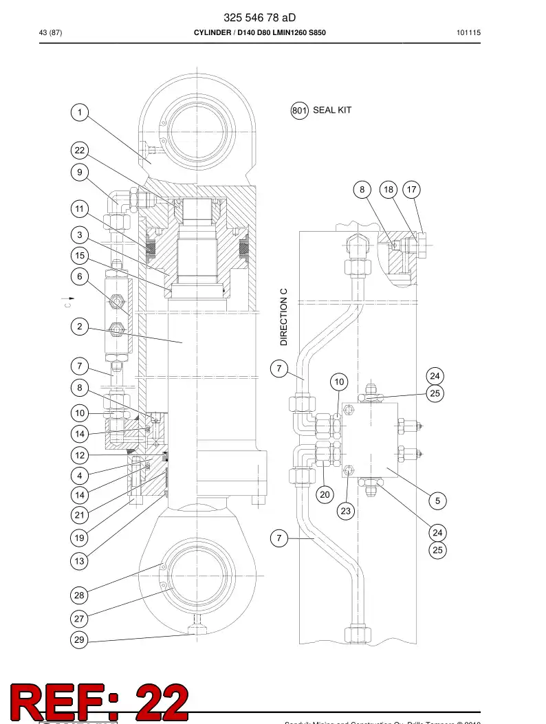 33085108a 330 851 08a NUT 40x1.5 - Sandvik Technical Drawing