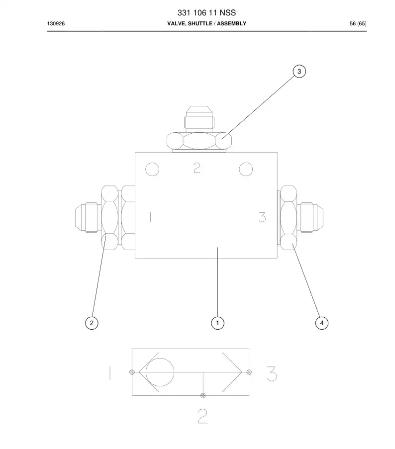 33110611 331 106 11 VLVULA, ALTERNADORA - Sandvik Technical Drawing