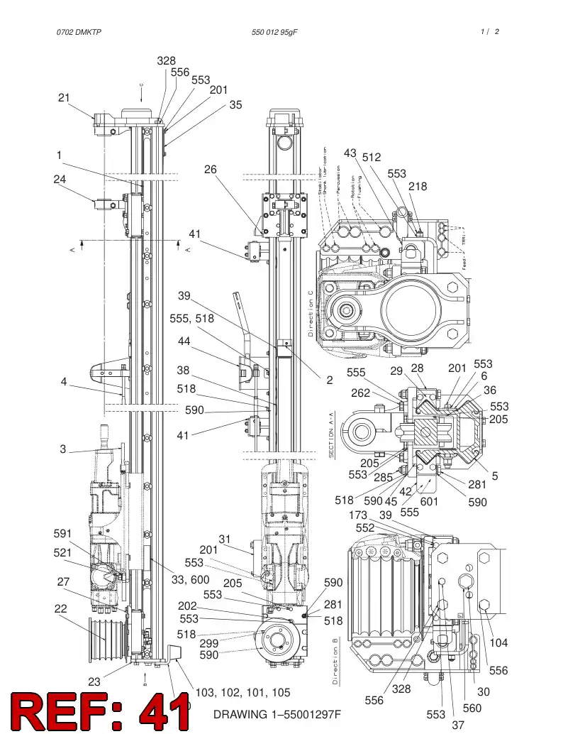 33133608 331 336 08 FRAME - Sandvik Technical Drawing