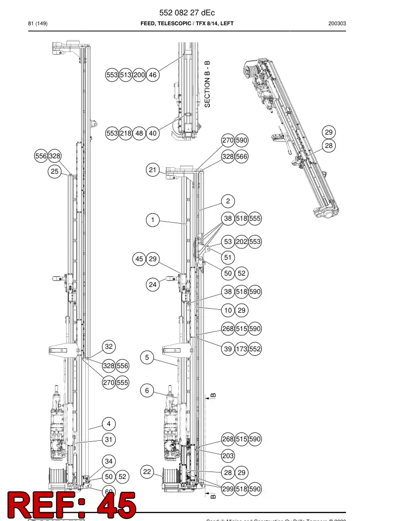 33143628b 331 436 28b Frame, Slide - Sandvik Technical Drawing