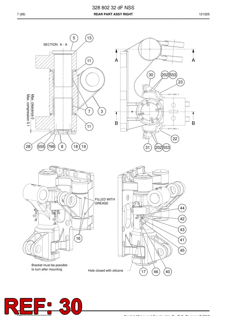 33179941a 331 799 41a SUPPORT LEFT - Sandvik Technical Drawing