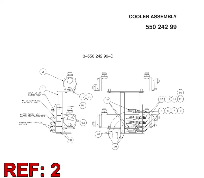 34401651 344 016 51 OIL COOLER - Sandvik Technical Drawing