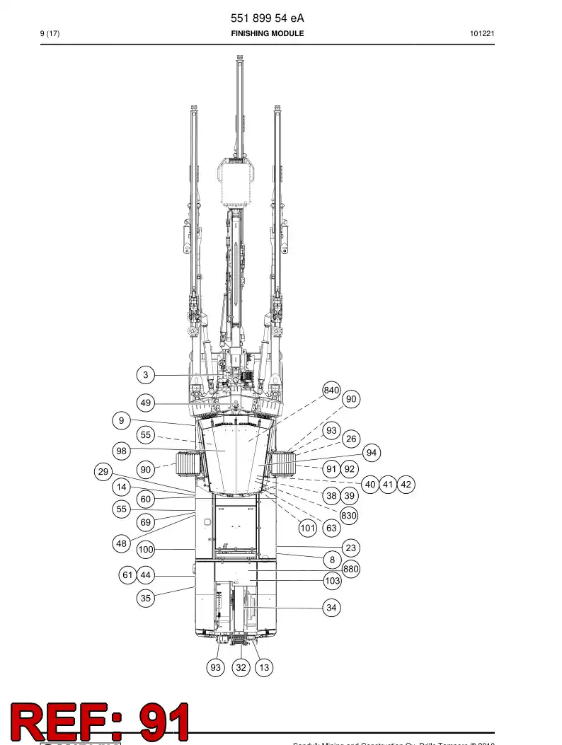 34408908 344 089 08 TRANSPORT POSITION FOR CABIN - Sandvik Technical Drawing