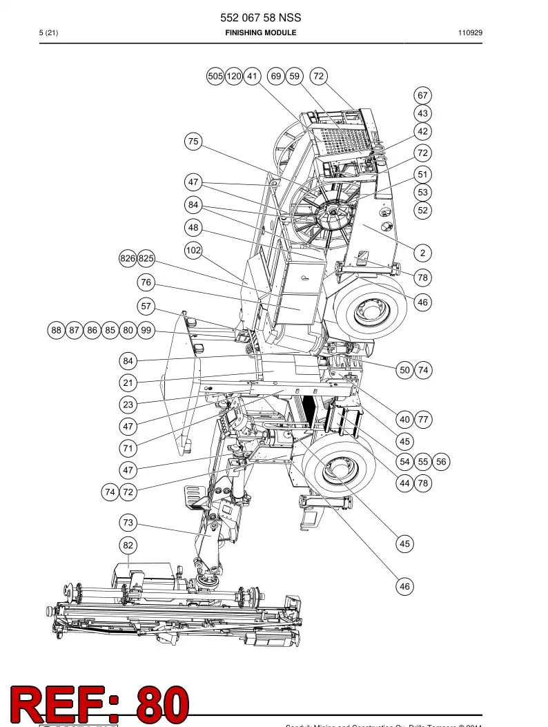 34431108 344 311 08 WARNING ''TIPPING HAZARD'' - Sandvik Technical Drawing